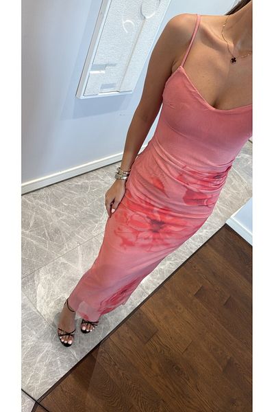 sinemkivanc co FLOWER PATTERNED SLING DRESS