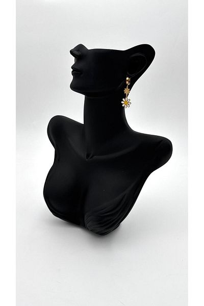 ELİOSA Daisy Detail Tarnish Steel Earrings