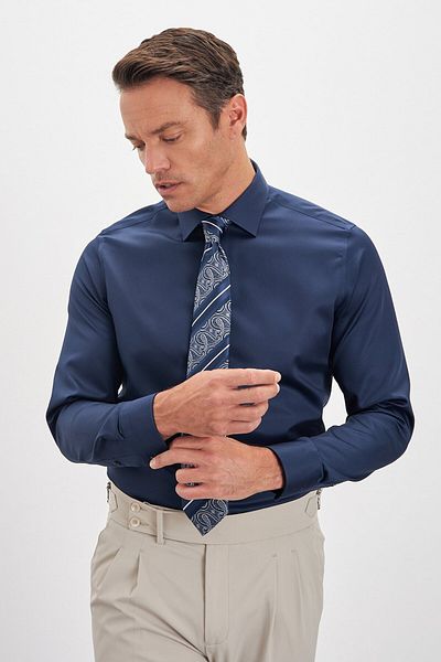 Paşahan No Ironing Required 100% Cotton Non Iron Classic Collar Satin Men's Shirt