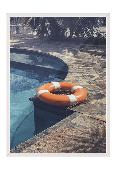 Postifull White Framed Painting, Life Jacket, Photo, Orange Color Poster, 2025 Summer Selection, No:109737