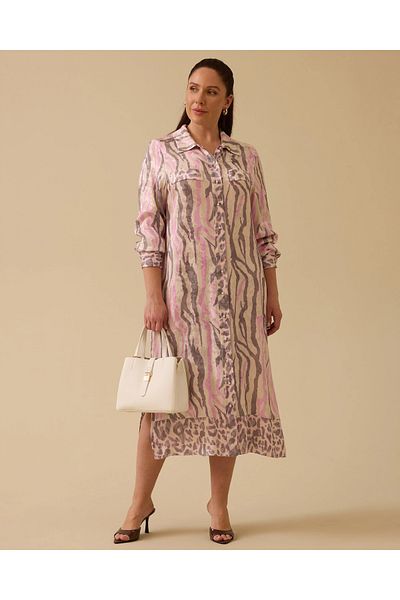 Gala-Xi Plus Size Shirt Collar Print Dress