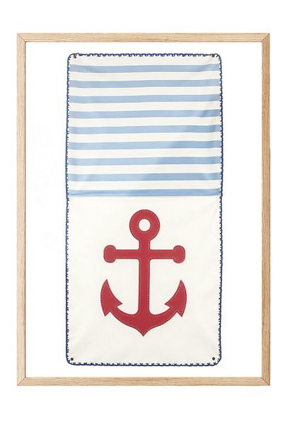 Postifull Wooden Framed Poster Painting, Red Anchor, Illustration, Red Color Poster, 2025 Summer Selection, No: