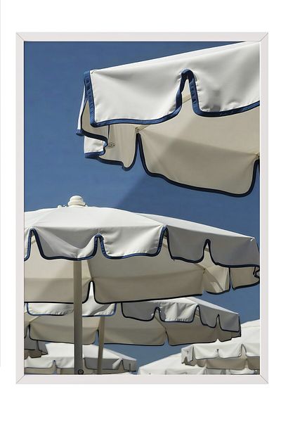 Postifull White Framed Poster, Beach Umbrellas, Photo, Blue Color Poster, 2025 Summer Selection, No:109658