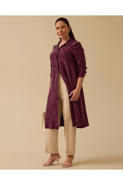 Gala-Xi Plus Size Buttoned Patterned Tunic