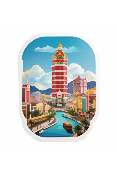 INOVATIX Σετ 8 τεμαχίων, Αυτοκόλλητο Πόλης Μακάο, INOVATIX®. 6 εκ.