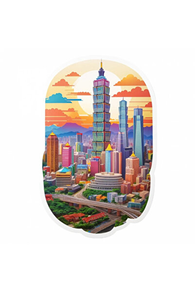 INOVATIX Set de 8 autocolante cu orașul Taipei, INOVATIX®. 6 cm