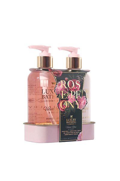 The Luxury Bathing Company Delightful Duo Gift Set, Velvet Rose & Peony, Metal Tray, The Luxury Bathing Company, 2 items