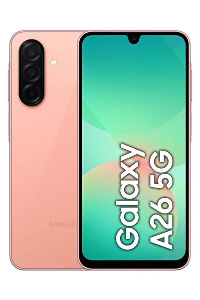 Samsung هاتف جالاكسي A26 ثنائي الشريحة بتقنية الجيل الخامس، لون وردي خوخي، ذا...