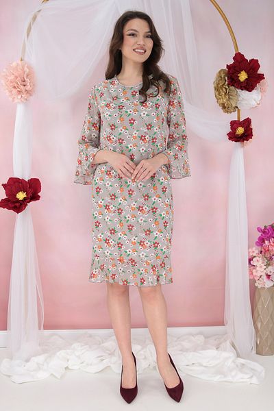 Vanessa Line RO Gray veil dress with white and red flowers