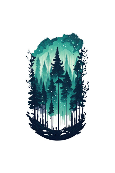 INOVATIX Set de 8 bucăți, autocolant peisaj forestier, INOVATIX®. 6 cm