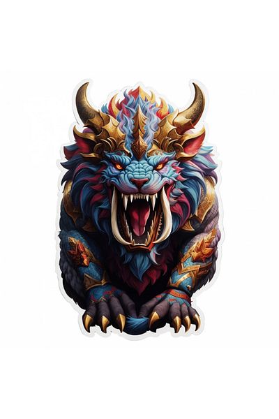 INOVATIX Set of 8 pieces, Sticker Mythological character Angry Behemoth, INOVATIX®. 6 cm