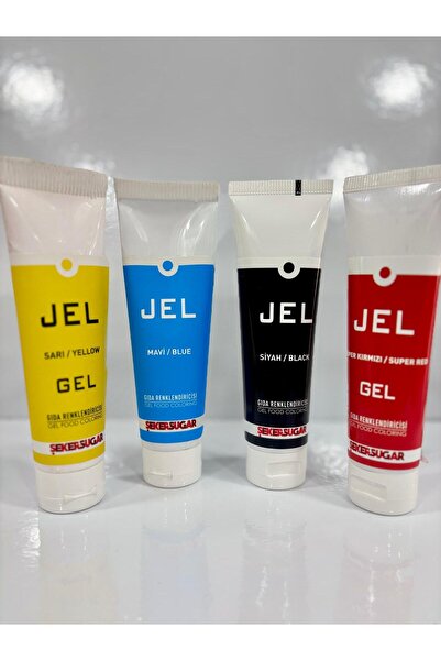 ŞEKER & SUGAR Şeker Sugar 4'lü Set Jel Gıda Boyası MAVİ-SİYAH-KIRMIZI-SARI (1...