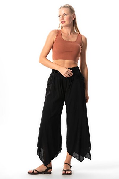 Eliş Şile Bezi Güzide Şile Diaper Elastic Symmetrical Leg Summer Shalwar Black Syh