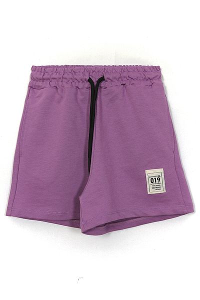 DobaKids Purple Color Girls' Combed Cotton Shorts with Lace-Up Side Pockets