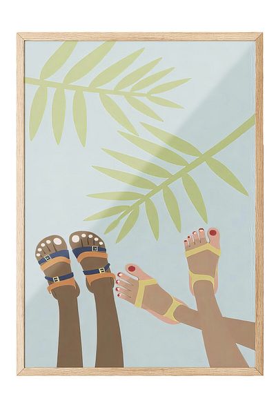 Postifull Wooden Framed Poster, a Beautiful Summer Day, Illustration, Colorful Color Poster, 2025 Summer Selection, No:1