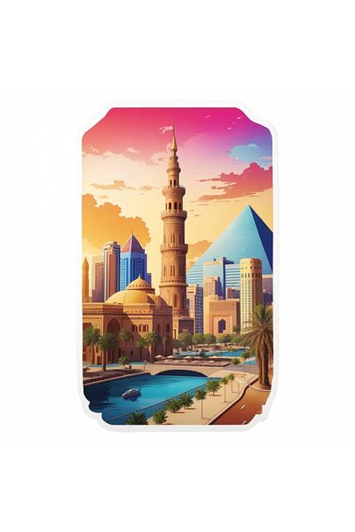 INOVATIX Set de 8 bucăți, autocolant orașul Cairo, INOVATIX®. 6 cm