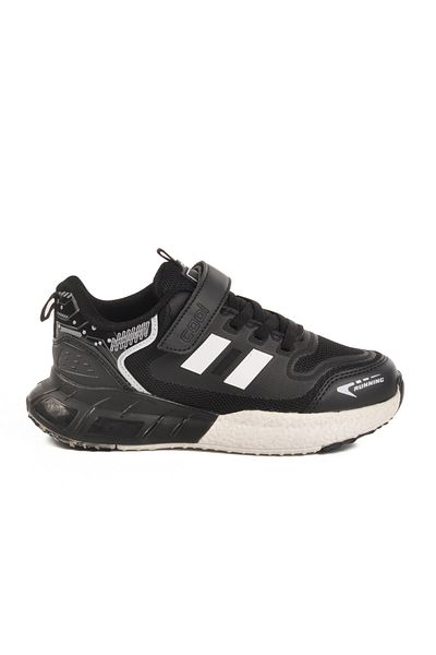 AYAKMOD Pantofi sport pentru băieți cu plasă cu velcro neagră Ukon F