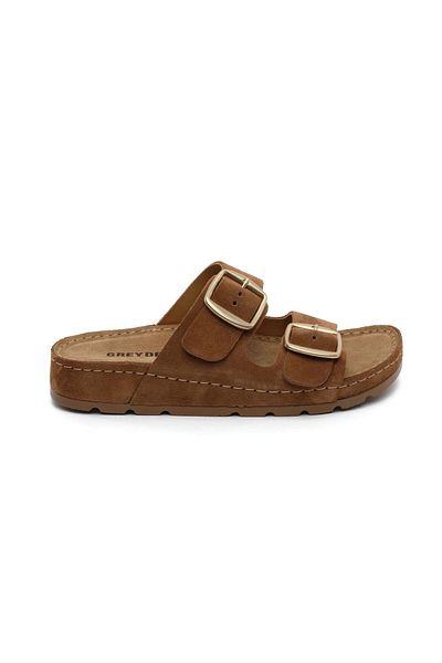 Greyder 59234 Tan Suede Genuine Leather Women's Slippers