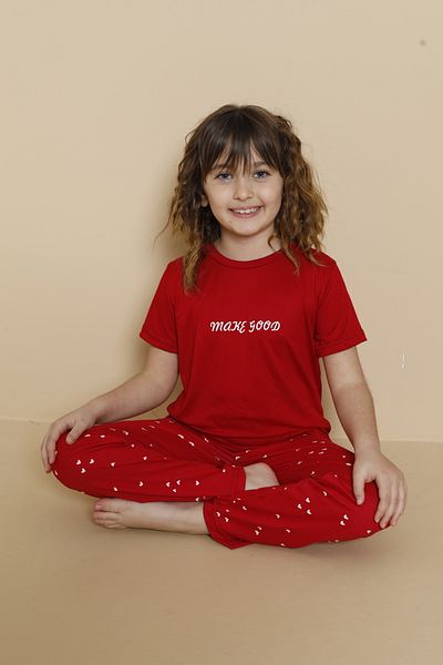 LİLA İÇ GİYİM Milan Children's Short Sleeve Pajama Set