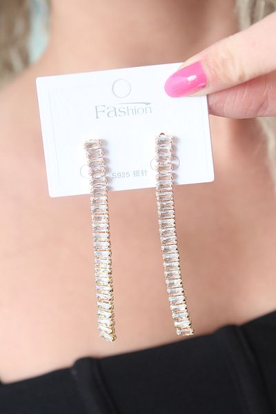 Toptan Bulurum Gold Color Zircon Stone Women's Earrings