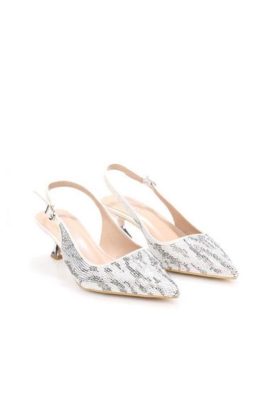 PİSAGOR Pisagor Ps-32370 Women's 4 cm Open Back Stone Evening Dress Stiletto Shoes