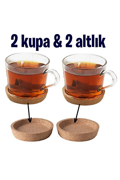 IKEA QUALİTY 2 Adet Kupa 240 ml +2 Adet Mantar Altlık