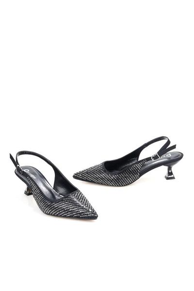 PİSAGOR Pisagor Ps-32350 Women's 4 cm Open Back Stone Evening Dress Stiletto Shoes
