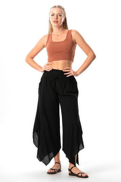 Eliş Şile Bezi Güzide Şile Diaper Elastic Symmetrical Leg Summer Shalwar Black Syh