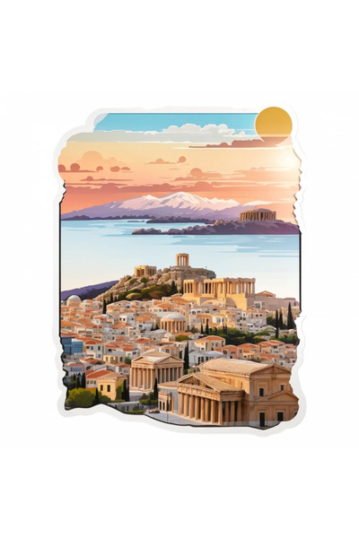 INOVATIX Set de 8 piese, autocolant peisaj oraș Atena, INOVATIX®. 6 cm