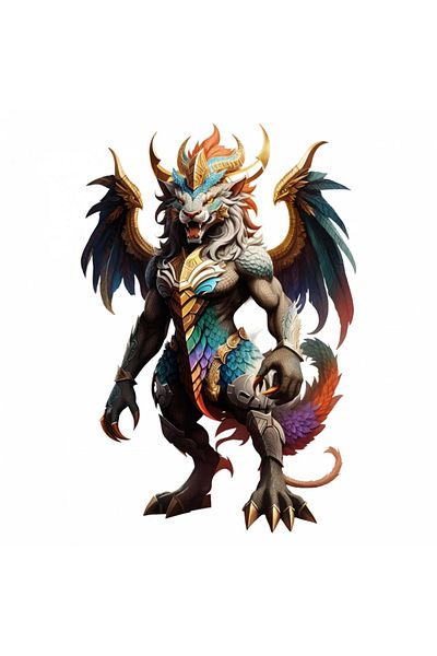 INOVATIX Set of 8 pieces, Sticker Mythological character Chimera standing, INOVATIX®. 6 cm