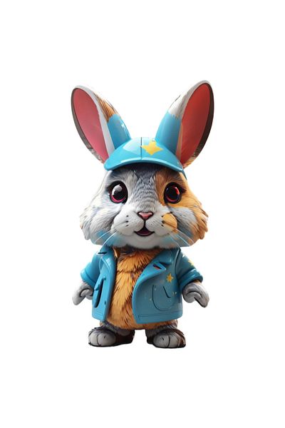INOVATIX Set of 8 pieces, Rabbit Sticker with cap and jacket, INOVATIX®. 6 cm