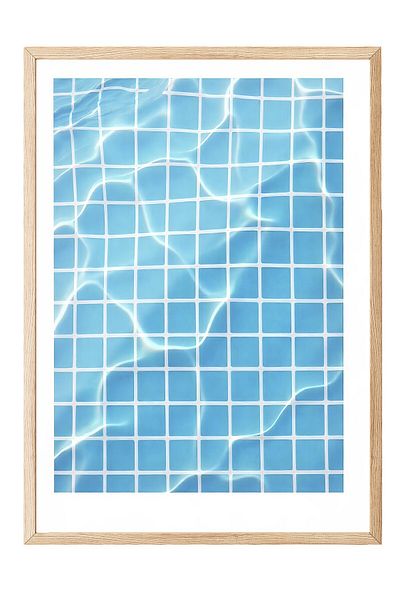 Postifull Wooden Framed Poster, Pool Base, Photo, Blue Color Poster, 2025 Summer Selection, No:109701