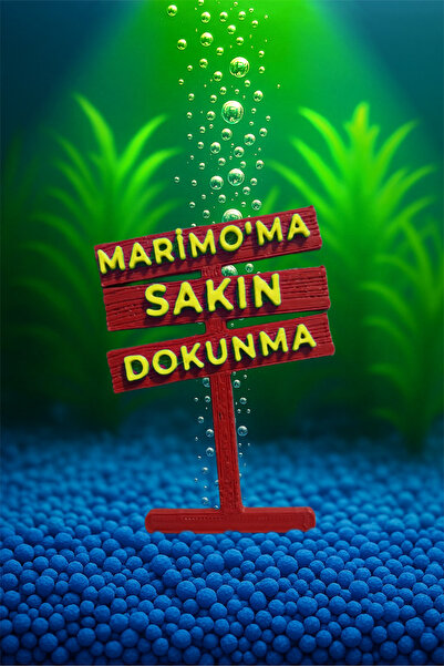 MDİZMİR Marimo'ma Dokunma Dekoru ( Kırmızı Renk ) Marimo Şans Yosunu Yosun Topu Marimo Moss