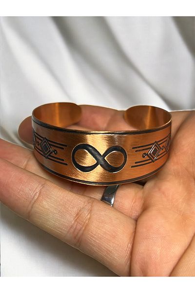 PrestigeSO Pure Copper Infinity Sign Handcuff Bracelet |   Infinity Pattern Adjustable Healing Copper Bracelet