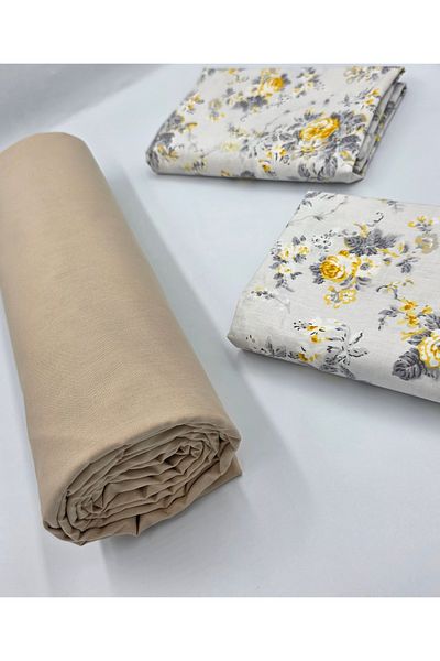 pınarhome collectıon 100% Organic Cotton Soft Fabric Embedded Sheets+Pillow Cover Corner Depth 28-30 Cm**New Season**