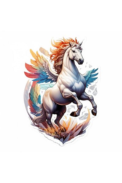 INOVATIX Set of 8 pieces, Sticker Pegasus mythological character, INOVATIX®. 6 cm