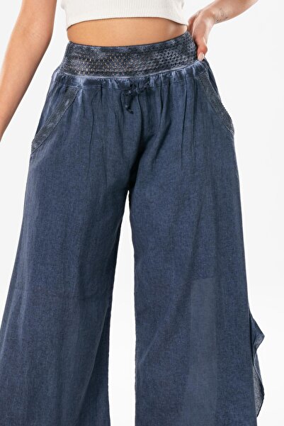 Eliş Şile Bezi Летен шалвар от плат Distinguished Şile с еластичен симетричен крачол, индиго цвят indg
