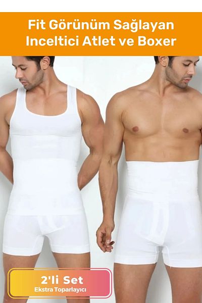 Pastimost Slimming Comfortable Undershirt and Slimming Boxer Men's Corset Set of 2 Providing a Fit Look