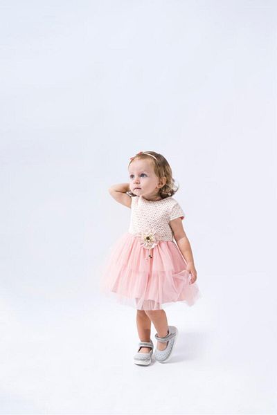 MODA Baby Girl Powder Evening Dress