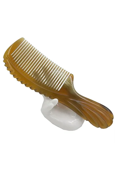 Sorendy 16 cm Mini Natural Horn Comb with Handle Handmade Beef Horn Hair Comb Bag Size Bone Comb Kt-129