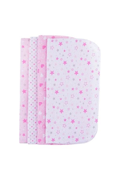 SyaMAG Set Prosopele Bebe Baby Cute, Model Stele si Inimi, Roz/Alb, Dimensiuni 25x25cm, 8 Bucati