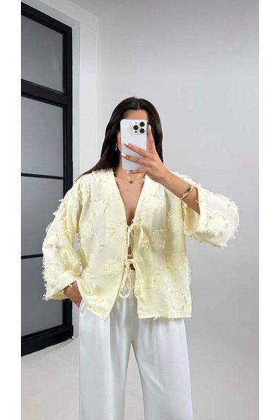 YS BUTİK Kimono with Tassel Tie Detail