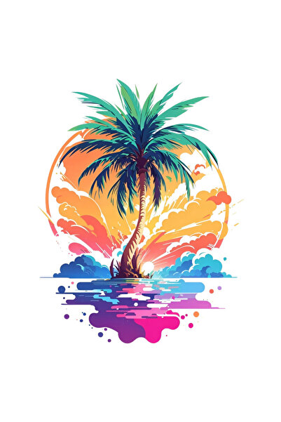 INOVATIX Set de 8 piese, autocolant palmier în insule, INOVATIX®. 6 cm