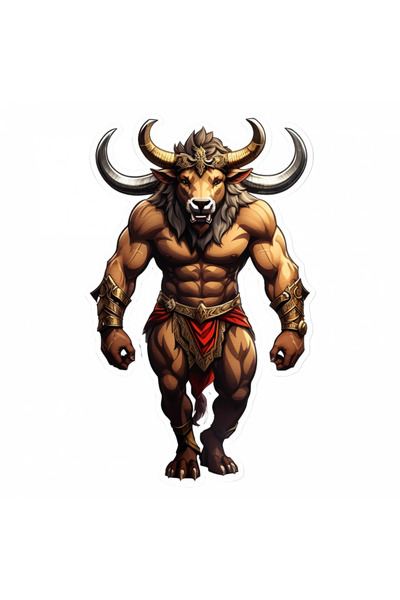 INOVATIX Set de 8 piese, autocolant personaj mitologic Minotaur, INOVATIX®. 6 cm