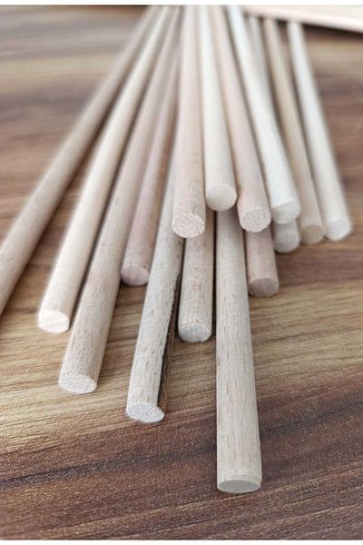 SOFT Wooden 10 mm Rod with Kavela 50 cm 20 Pcs Rod with Kavela