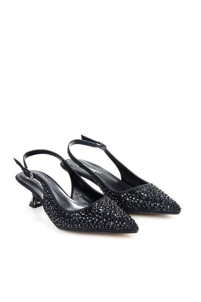 PİSAGOR Pisagor Ps-31990 4.5 cm Heeled Women's Stone Open Back Stiletto Evening Dress Shoes