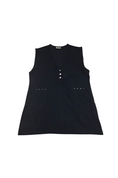 ECE GİYİM Women's Three Button Front Jacquard Pocket Short Vest