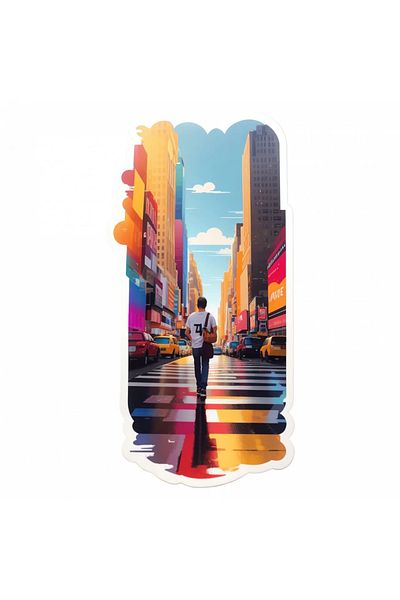 INOVATIX Set de 8 piese, autocolant pieton New York City, INOVATIX®. 6 cm