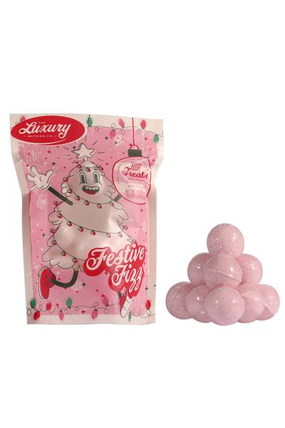 The Luxury Bathing Company Festive Fizz Gift Set, Candy Canes, Cocoa & Vanilla Swirl, The Luxury Bathing Company, 10 x 15 g