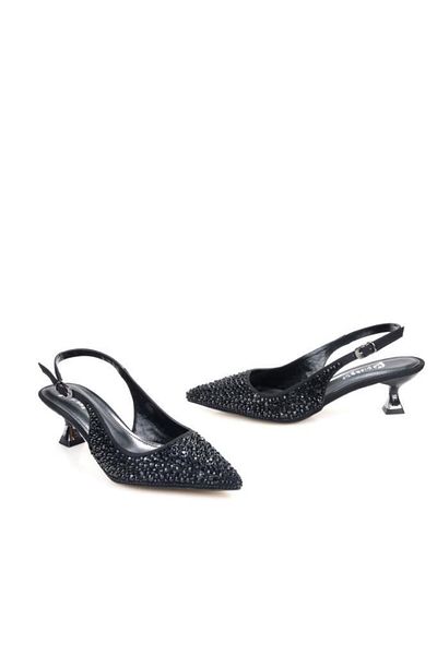 PİSAGOR Pisagor Ps-31990 4.5 cm Heeled Women's Stone Open Back Stiletto Evening Dress Shoes